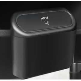 Druuzyl Pack of 2 Car Bin with 100 Pieces Car Rubbish Bags Car Bin Small, Car Rubbish Bin with Lid, Universal Mini Car Rubbish Bin, Hanging Storage Box for Cars (Black)