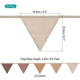 sourcing map 8.5 Feet Garland Pennant Bunting Fabric Flags Hangings Banner Brown for Christmas Bridal Shower Party Anniversary Wedding Festivals Decorations 10Pcs