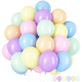 Pastel Balloons, Pack of 60 Rainbow Children's Birthday Decoration, 12 Inch Colourful Latex Balloons, Pastel Colours, Helium Balloons, Macaron Party Balloons for Girls, Birthday, Baby Shower, Wedding