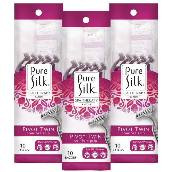 Pure Silk Pivot Twin Premium Disposable Razor, 10 Count