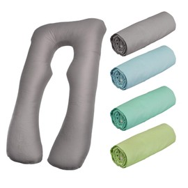 LECEHIVO 4 Pcs Pregnancy Pillow Cover 52" x 27"Only Cotton U Shaped Maternity Body Pillow Cover Soft Breathable Pillows Case