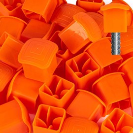 Sukh Rebar Caps - 60Pcs Orange Mushroom Safety Cover for T-Posts, Building Construction Protection Stakes - Plastic End Caps Fit #3-#7 Stake Sizes