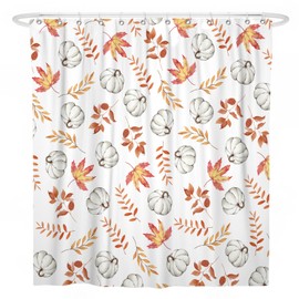 Fall Shower Curtain for Bathroom,Football with Maple Leaves Farmhouse Shower Curtain with Hooks,Thanksgiving Polyester Fabric Shower Curtains Machine Washable Waterproof Bath Decor 72" x 72"
