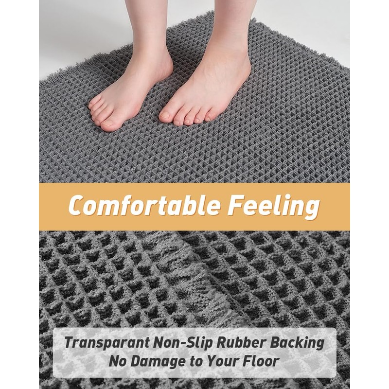 Upgraded Waffle Runner Rug Super Absorbent Non Slip Bath Mats