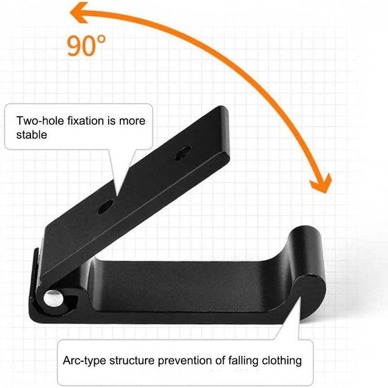 BetterJonny 折りたたみ式コートフック 6個 高耐久 折りたたみ式フック 壁マウント アルミニウム合金 壁ハンガー フック 壁フック