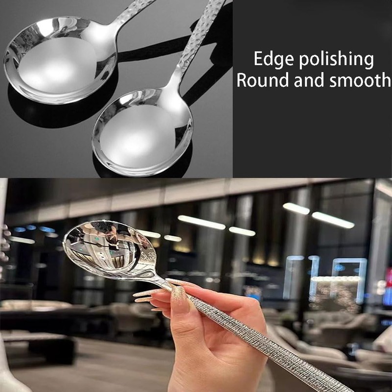 6 Pieces Stainless Steel Spoons Set Coffee Spoo Dining Spoons