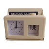 Vivitar Analog Clock White Retro Look Flip Date Desk Office
