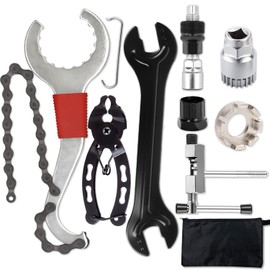 Bicycle Tool Set, 8-Piece Including Bicycle Cassette Removal Tool, Bicycle Crank Removal Tool, Rotor Lockring Removal Tool, Entertainer Remover (Black)