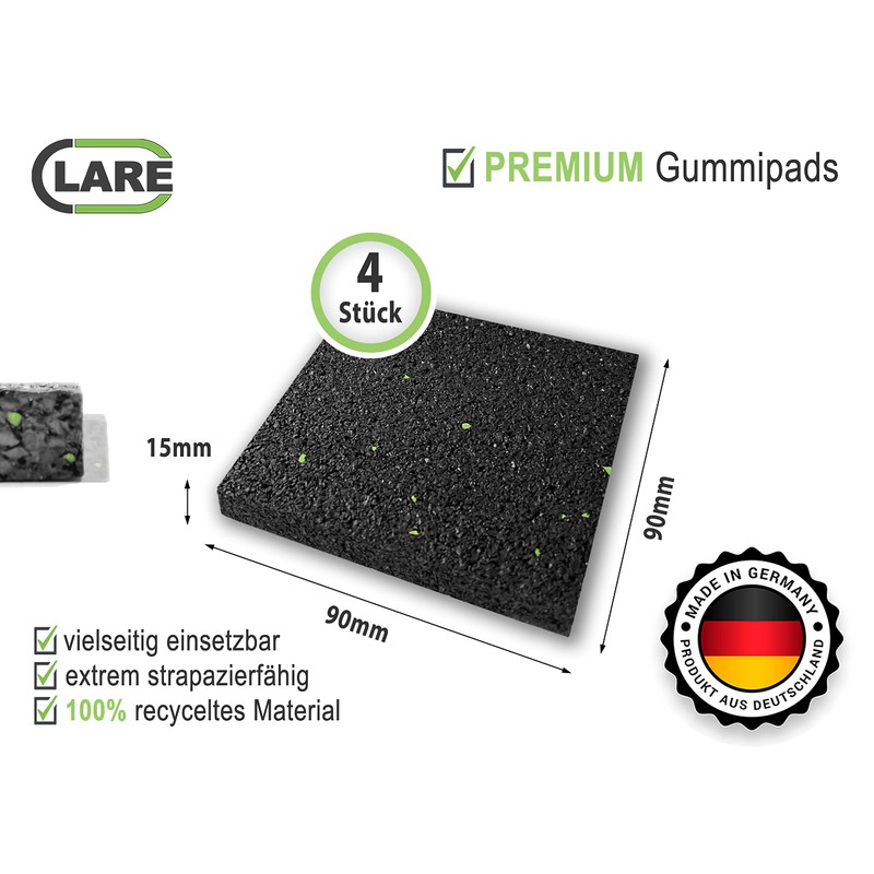 4 Premium Vibration Damper Non-Slip Pads 90 x 90 mm
