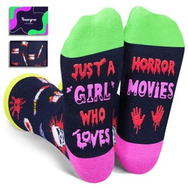HAPPYPOP Horror Movie Gifts for Teen Girls - Scary Horror Gifts for Movie Lovers Women, Horror Socks Movie Night