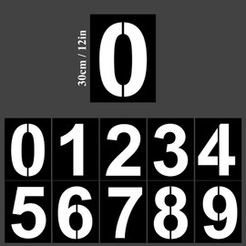 Sporgo 30 cm di grandi numeri: 10 stencil a combinazione in materiale PET, stencil per pittura con numeri fai da te, stencil per torte, da 0 a 9 cifre per pittura, graffiti, pareti e pavimenti