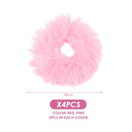 Pack of 4 Plush Hair Ties, Imitation Rabbit Hair Rope, Clothing Hair Scrunchie Accessories, High Ponytail Hair Rope Decoration, Soft and Fluffy Hair Accessories for Girls