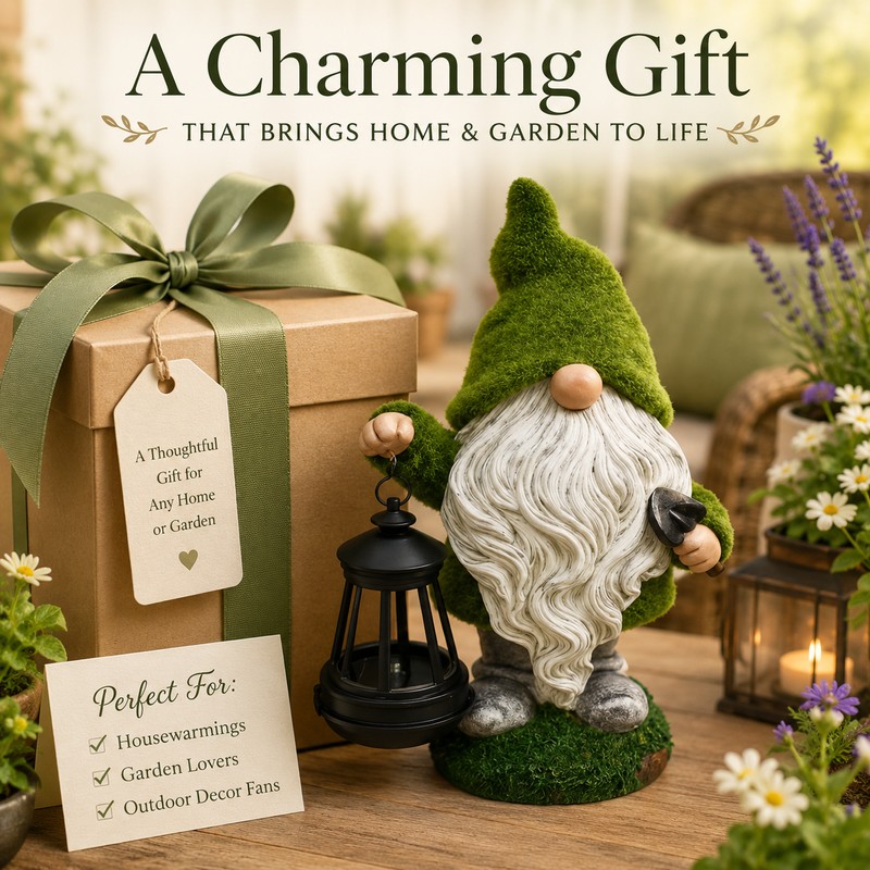 Solar Gnome Garden Statue with Lantern – Resin Dwarf Light