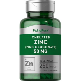 Piping Rock Piping Rock Chelated Zinc Supplement 50 mg | 250 Tablets | Gluconate | Vegetarian, Non-GMO, Gluten Free