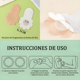 Lumbor37 Boobytape, 30 Pares Pezoneras Adhesiva Desechables, Breast Lift Tape, Nipple Cover Invisible Transpirable, Cinta Adhesiva para Levantamiento de Senos