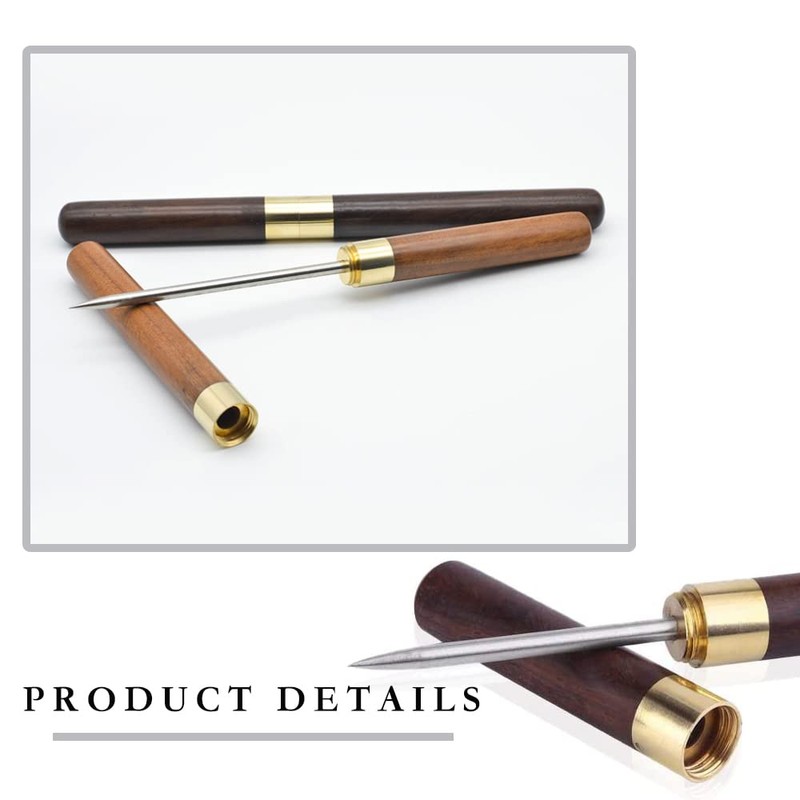 2 Pieces 6.73IN Wood Ice Pick Stainless Steel Ebony Tea