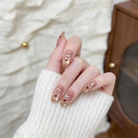 KQOKQO Nail Tips, False Nails, 3D Texture, Fake Nails, Korean Style, Just Stick On, Easy to Apply, Reusable, Nail Art, Skin Glowing, Fashionable, Cute, 10 Pieces, Self Nail, Salon, Coming-of-Age