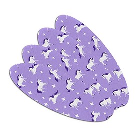 Frolicking Unicorns White Purple Pattern Double-Sided Oval Nail File Emery Board Set 4 Pack