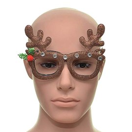 SHATCHI Frame Reindeer Brown Christmas Glasses Fancy Xmas Dress Novelty Party Accessories Supplies Selfie Photo Props Bag Stocking Fillers, Multi
