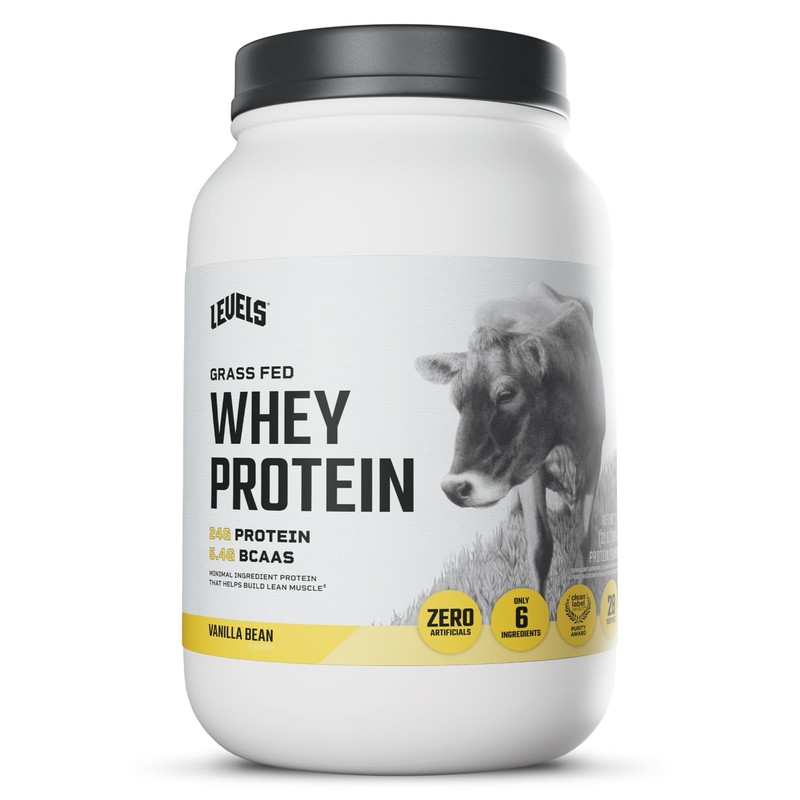 Levels Grass Fed Whey Protein Powder, No Artificials, 24G of