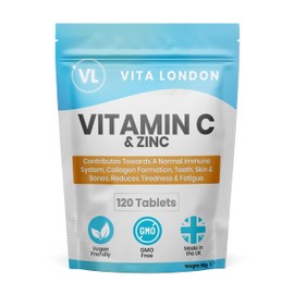 VL Vita London Vitamin C & Zinc 1200mcg | 360 High Strength Vegan Tablets (Not Capsule or Powder) | Made in UK | for Normal Immune System | Supplement for Men & Woman