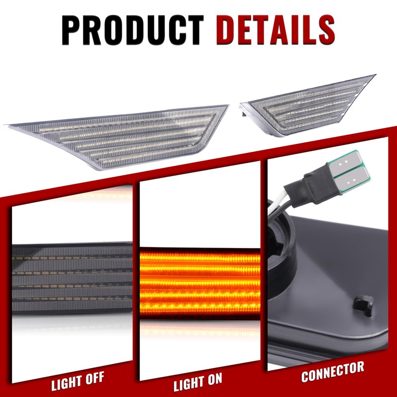 HECASA Pair LED Front Side Marker Light Compatible with 2016-2021