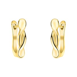 SOFIA MILANI - Women's Earrings 925 Silver - Curved Stud Earrings, Yellow Gold, No Gemstone