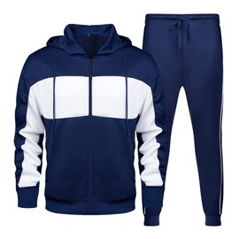 LBL Leading the Better Life Men's Tracksuits 2 Piece Outfit Jogging Suits Set Casual Long Sleeve Sports Sweatsuits Navy 2XL