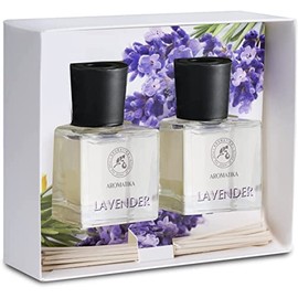 Reed Diffuser Set Lavender with Lavender Essential Oil 3.4 Fl Oz (100ml) - 2 x 50ml - Scented Diffusers - Fragrance Oil Reed Diffuser - Room Freshener - Floral Fragrance