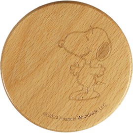 Peanuts SN2300-346 Snoopy Coaster, Wooden, Diameter 3.5 inches (9 cm), Fun for Adults, Classic Miscellaneous Goods, Snoopy Goods, Tableware, Brown
