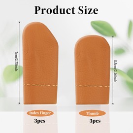 3 Pairs Leather Finger Protectors for Sewing, Leather Sewing Finger Protector Needle Felting Knitting Fingers Thimble Guards Thimble Guards Tools for Hand Quilting Craft Embroidery Needlework