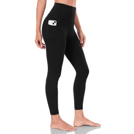 HeyNuts Yoga Pro 7/8 Leggings with Pockets for Women, High Waisted Compression Tummy Control Workout Yoga Lounge Buttery Soft Pants Black_25'' M(8/10)