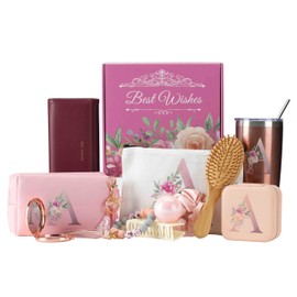 Birthday Gifts Set for Women Mom Bridesmaids Wife Unique Mother's Day Bath Gift Set Box Initial Letter Relaxing Wedding Spa Gifts Idea for Women Her Friend Grandma Sister Christmas gifts (A)
