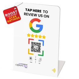 Capture 360 Contactless Sharing Smart NFC Review Stand | Reusable Smart Stand | Easy Scanning | User-Friendly | Boost Local Business Reviews