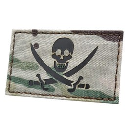 Jolly Roger Calico Jack Pirate Laser-Cut Patch Compatible with Velcro Patches for Backpacks [Mu1ticam, IR, Infrared Reflective] - Patches for Bags,Tactical Patches for Hats, Dog Patches