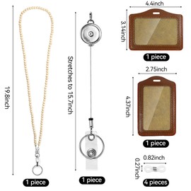 Colorful Wood Beaded Teacher Lanyard with ID Holders,Retractable Badge Reel,Fashion Cute Lanyard for ID Card Badges Holder Keys Eyeglass Chains for Women (1, Burlywood)