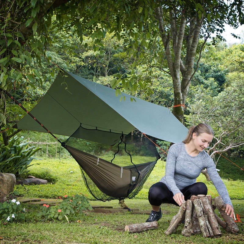 Cushy Camper Premium Hammock with Rain Fly, Bug Net, Tree