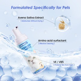 Cat Waterless Shampoo with Cat Brush - No Rinse Foam Dry Shampoo | Deep Cleansing Relieves Itchy Skin & Shedding | Gentle, pH-Balanced for Kittens Sensitive Skin | Specifically for Cat Bath | 7 oz*2