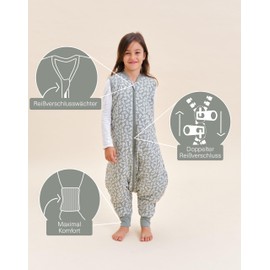 molis&co Baby Sleeping Bag with Feet, 2.5 TOG, All-Year Sleeping Bag, Baby Sleeping Bag with Legs, 100% Cotton (Oeko-Tex 100), Premium Quality Winter Sleeping Bag, Green Garden (60 cm)