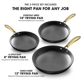 imarku imarku Non Stick Frying Pans, Nonstick Cast Iron Skillets 3 Pcs - 8 Inch, 10 Inch and 12 Inch Nonstick Frying Pan Set, Professional Frying Pans Set, Nonstick Pan with Stay Cool Handle, Best Gifts