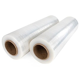 IDL Packaging 18" x 1000' 115 Gauge Strong Hand Stretch Wrap Roll (Pack of 2 Rolls) â Extra Sticky Clear Stretch Wrap Film for Moving and Packing â Tear-Resistant Plastic Wrap for Moving and Shipping