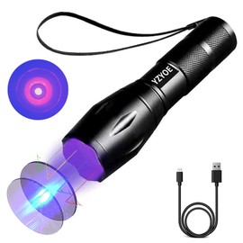 YZYOE 365 nm Black Light Flashlight Powerful Rechargeable, HIGH Definition Ultraviolet, LED UV Flashlights 1 Mode Detection Light.