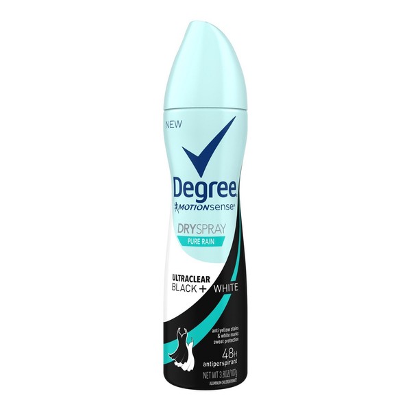 Degree Women UltraClear Antiperspirant Deodorant Dry Spray Black+White Pure Rain 3.8 oz