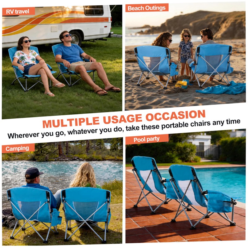 Beach Camping Chair for Adults, 2 Pack Large Folding Chairs,