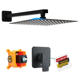 KUZOR 304 Stainless Steel Shower Faucet Set, Shower Head with Valve Single Function, Shower Trim Kit with Brass Valve and Rotatable 12 Inch Square Shower Head - Matte Black