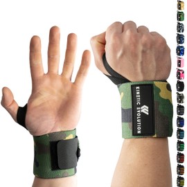 KINETIC EVOLUTION [1 Pair of Sports Wrist Wraps for Men and Women, Wrist Support, Wrist Guards, Protects the Joint, Bodybuilding, Fitness (Dark Green Camouflage)