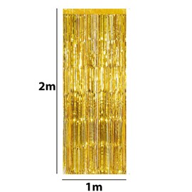 Gold Tinsel Foil Curtain Party Backdrop 1m x 2m Shiny Sparkly Streamer Metallic Christmas Xmas Birthday Bridal Baby Wedding Christmas