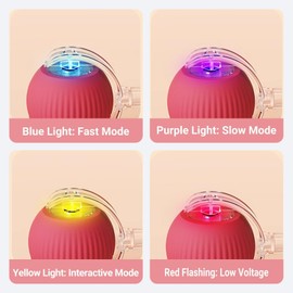 AUPJICX Interactive Cat Toys for Indoor Cats, Automatic Cat Toy with Elastic Mesh Tail, Electric Rolling Ball on Carpet, Chirping and Motion Activate Cat - 2Pcs Red & Blue