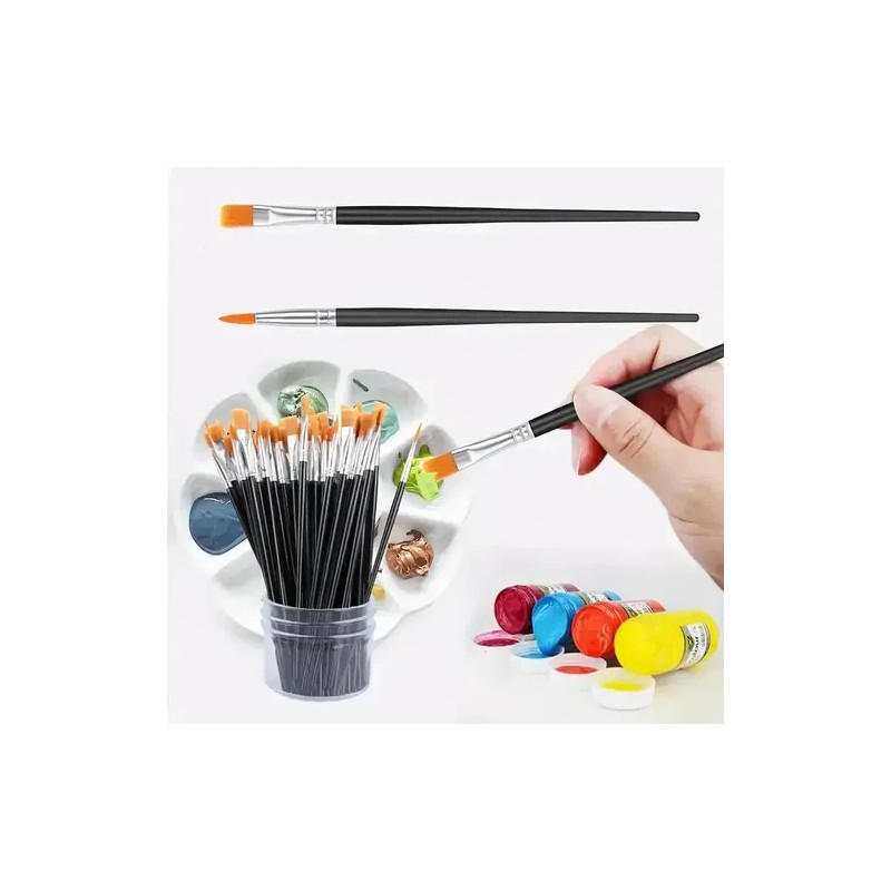 Set 50 Pinceles Para Acrílicas Gouache Acuarela Oleo Dibujo Cerdas