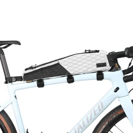 Rhinowalk Bicycle Top Tube Bag Bike Front Frame Bag Waterproof Extra Long Cycling Accessories Upper Pipe Nylon Pouch Pack for Mountain Road Bike(White)